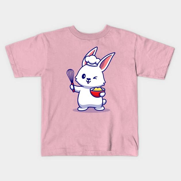 Cute Rabbit Chef Cooking Cartoon Kids T-Shirt by Catalyst Labs